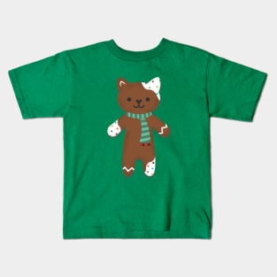 Gingerbread Candy Scarf Cat Kids T-Shirt